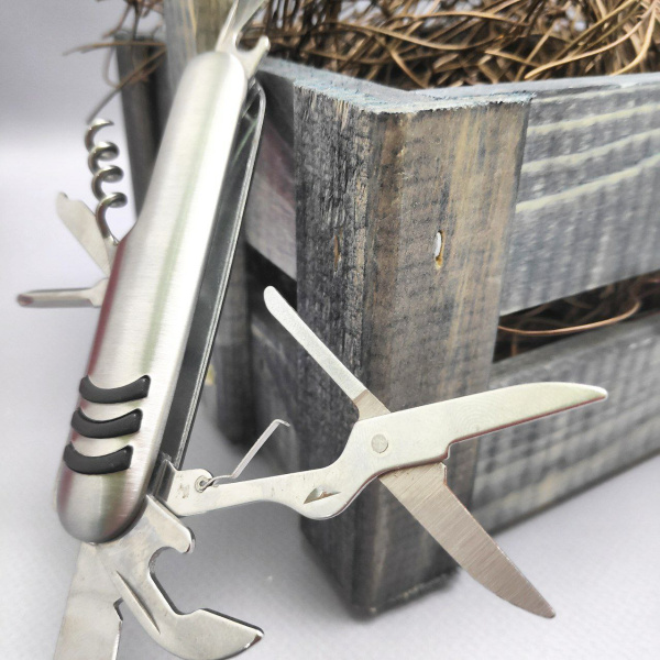 Мультинож Дрезден нержавеющая сталь 7 в 1 (нож, штопор, пилочка для ногтей, кольцо для ключей, крест